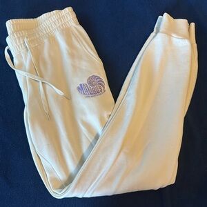Malibu’s Surf Shop Ivory Sweatpants with Embroidered Purple Nautilus